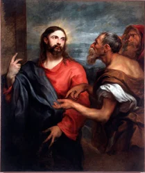 Kristus má měnu neboli „platbu tributu““ Obraz Antonia Van Dycka (1599-1641) 1623-1624 Sun. 140x120 cm Genes, Galleria di Palazzo Bianco