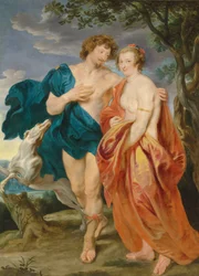 Dvojportrét George Villierse, markýze a později 1. vévody z Buckinghamu (1592-1628), a jeho manželky Kateřiny Mannersové (1603-1649) jako Venuše a Adonis (olej na plátně)