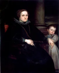 Portrét dámy s dítětem, obraz od Antonieho van Dycka (1599-1641), 1626, rozměry: 160 x 140 cm, Janov, Galleria Nazionale di Palazzo Spinola