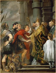 Svatý Ambrosius a císař Theodosius (malba na plátně)