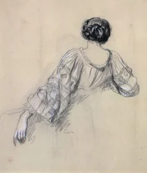 Back of a Young Woman (studie pro „La Malaria“) (křída na papíře)