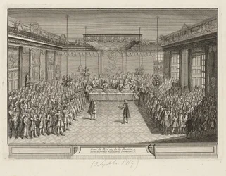 Výstavní hostina v rohovém parádním sále drážďanského paláce 3. září 1719