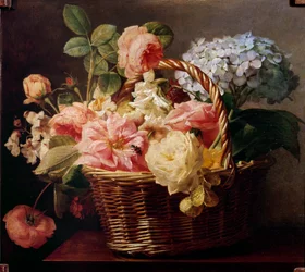 Kytice květin v košíku Obraz Antoine Berjon (1754-1843) 19. století Soukromá sbírka