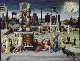 Císař August a Tiburtinská Sibyla (olej na plátně, cca 1575-1580)