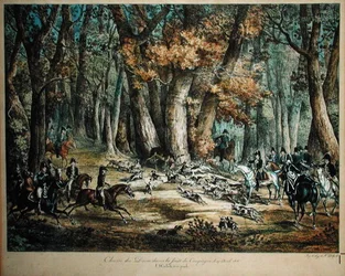 Lov jelenů v lese v Compiegne, 27. dubna 1818