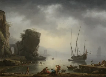 Středomořská pobřežní scéna, 1746