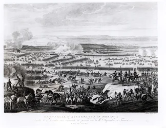 Bitva u Slavkova na Moravě, 2. prosince 1805, rytina Antonia Verica (nar. kolem roku 1775)
