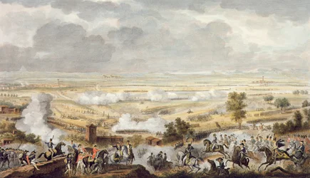 Bitva u Marenga, 23 Prairial, rok 8 (12. června 1800) vyrytý Jean Duplessi-Bertaux (1747-1819) (akvatinta)