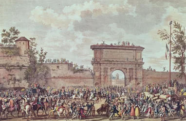 Vstup Francouzů do Milána, 25 Floreal An IV (14. května 1796) (akvatinta)
