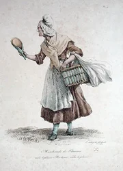 Prodavač pečiva, číslo 4 ze série The Cries of Paris, vyryl Francois Seraphin Delpech (1778-1825)