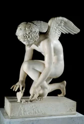 Mramorová socha Amor aneb „Láska si bere máslový“ socha od Antoina Denise Chaudeta (1763-1810) 1817 Paříž, Muzeum Louvre