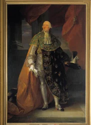 Celovečerní portrét Ludvíka Filipa II. Josefa, vévody z Orleans (1747-1793) známého jako Philippe Egalite v plném oděvu Řádu Ducha svatého (Řád Ducha svatého) Malba Antoina Francoise (Antoine-Francois) Calleta ( 1741-1823)