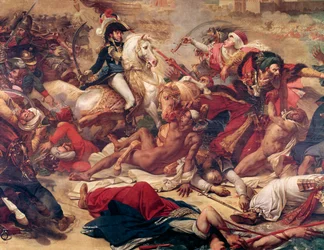 Bitva o Abukir, generál Murat bojující proti osmanské armádě. (Detail, Olej na plátně