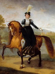 Jezdecký portrét Kateřiny Württemberské, manželky Jeronýma Bonaparta, královny vestfálské (1783-1835). Obraz Antoine Jean Gros (1771-1835)