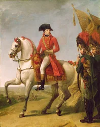 Napoleon Bonaparte (1769-1821), první konzul, přehlížející své jednotky po bitvě u Marenga, 1802-03
