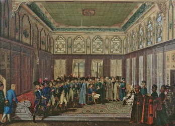 Generál Aubert du Bayet byl přijat osmanským velkovezírem v Konstantinopoli v roce 1796