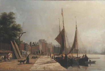 Early Morning Quayside, Le Havre, kolem roku 1853 (olej na plátně)