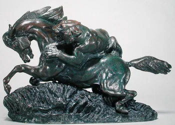 Kůň překvapený tygrem (bronz)
