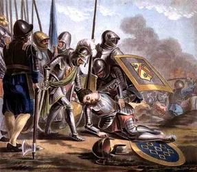 Carcadova smrt, vyryl Jean Baptiste Morret (fl. 1790-1820) 1788 (kolorovaná rytina)