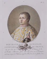 Portrét Bertranda du Guesclin (1311-80), vrchního konstábla Francie, vyryl Leon Roger, 1786