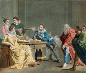 Polní maršál z Brissacu rozdává věno své dcery velitelům armády, 1788