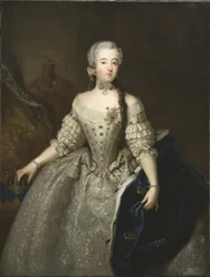 Luisa Ulrika Pruská, královna Švédska a Finska (1720-1782), portrét Antoina Pesneho (1683-1757). Rozměry: 145 x 110 cm. Nationalmuseum Stockholm