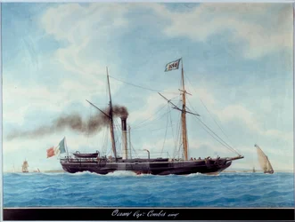 Svítání lodi Francouzský oceán Akvarel od Antoina Rouxe (1765-1835) Marseille 19. století, Muzeum námořnictví