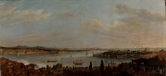 Panoramatický pohled na Istanbul, druhá polovina 18. století.