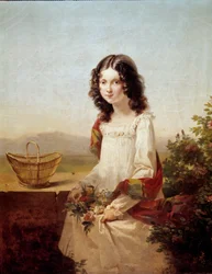 Portrét Lise Aubin de Fougerais Obraz Hortense Haudebourg Lescot (1784-1845) 1817 Sun. 0,4x0,32m.