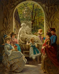 Pavillon du festival de Printemps a Schonbrunn, Vienne - Pavilon jara v Schoenbrunn - Anton Ebert (1845-1896). Olej na dřevě Rozměr : 65x52 cm Soukromá sbírka