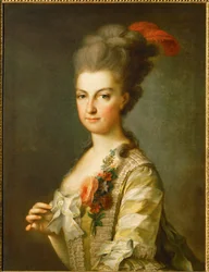 Arcivévodkyně Marie Kristýna v pruhovaných hedvábných šatech (malba na plátně)