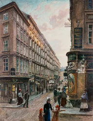 Spiegelgasse v centru Vídně (vodní barva)
