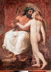 Jupiter a Ganymédés. Zeus líbá svého milence Ganyméda. 18. století. Rozměry: 178,7 x 137 cm. Řím, Galleria Nazionale Corsini