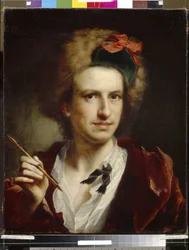 Portrét rytce Francesca Bartolozziho (1728-1813). Obraz Antona Raphaela Mengse (1728-1779), olej na plátně. německé umění