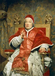 Portrét papeže Klementa XIII. Rezzonica, od Antona Raphaela Mengse, olej na plátně
