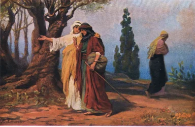 Noemi a Rút, z Hulbertova Příběhu Bible, vydaného společností The John Winston Company, 1932