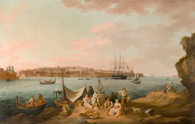 Harbour Scene, Malta (olej na kartě)