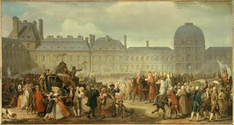 Zveřejnění Versailleské smlouvy před palácem Tuileries 25. listopadu