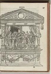 Třetí zdobené lešení s jevištěm: princ osvobozuje ctnosti ze zajetí, 1577