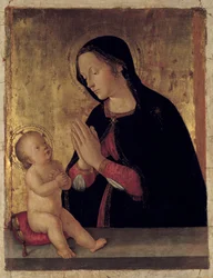Oltářní obraz Panny adorující dítě Antoniazzo Romano (1430-1508)