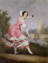 A Bolero Dancer - Cabral Bejarano, Antonio (1788-1861) - 1842 - Olej na plátně - 53x42 - Museo Carmen Thyssen, Malaga