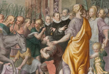 Apsida, Antonio Campi, Ježíšův vchod do Jeruzaléma 1582-84, Detail