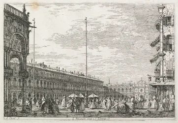 Pohledy: Prokurátorský palác a kostel sv. Géminiena, Benátky, 1735-1746.