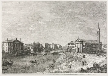 Pohledy: Pohled na Dolo, město na řece Brenta, západně od Benátek, 1735-1746.