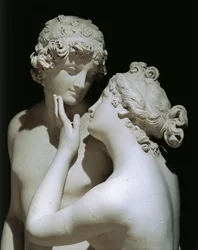 Venuše a Adonis od Antonia Canovy (1757-1822), mramorové sousoší, detail