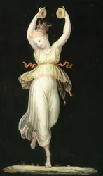 Žena hrající na kastaněty od Antonia Canova (1757-1822), tempera
