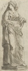 Žena otočená doprava, 1540-45.
