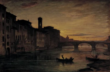 Řeka Arno v Ponte Santa Trinita, kolem roku 1866 (olej na plátně)