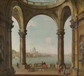 Capriccio s mostem svatého Pavla a Old London Bridge, cca 1744-48 (olej na plátně)