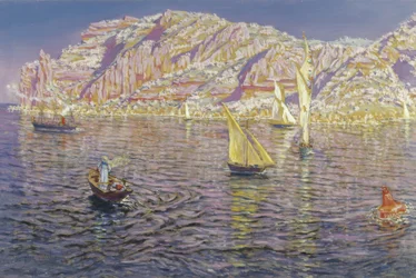 Přímořská krajina. Pohled na záliv Palma de Mallorca